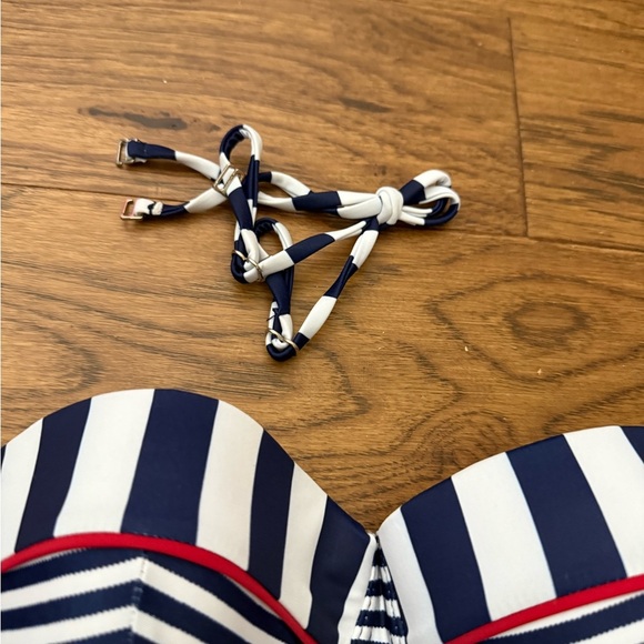 NWT -  Belsira Sexy Vintage Swimsuit Retro Look Stripes Pattern Blue White Red R - Picture 8 of 14